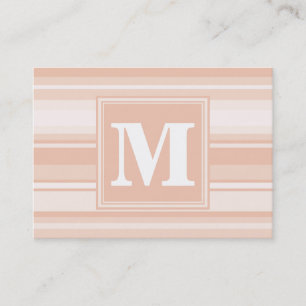 Monogram peach stripes business card