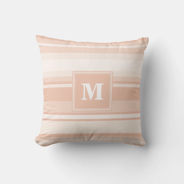 Monogram peach stripes cushion (Front)