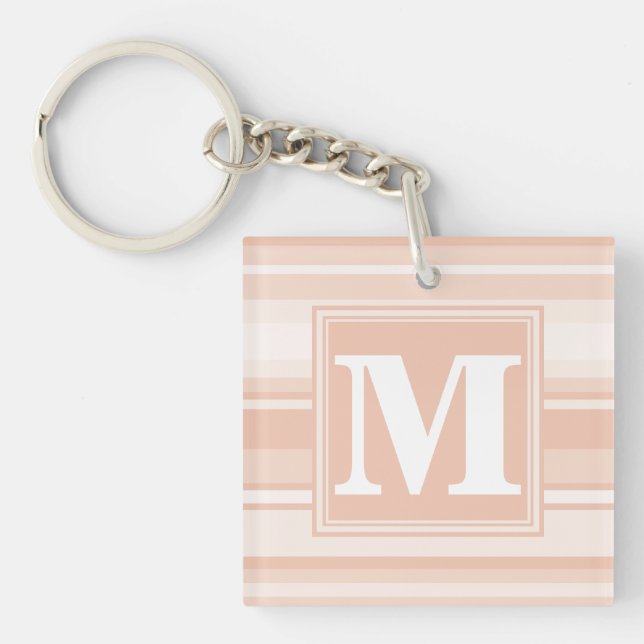 Monogram peach stripes key ring (Front)
