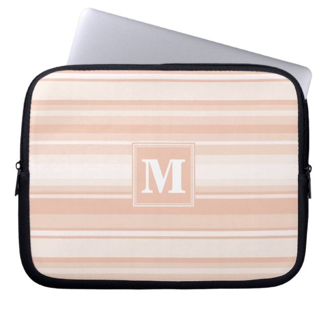 Monogram peach stripes laptop sleeve (Front)