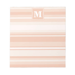 Monogram peach stripes notepad