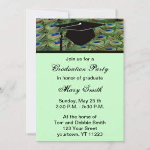 Monogram Peacock Graduation Party Invitation