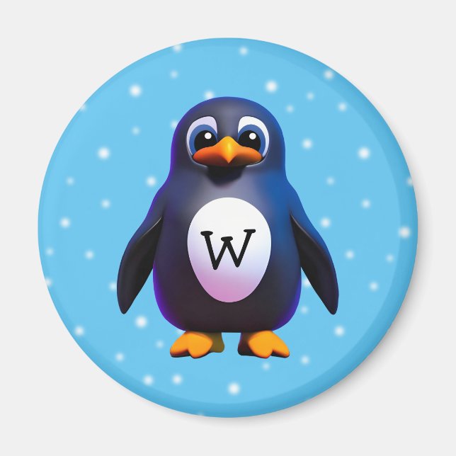Monogram Penguin Magnet (Front)