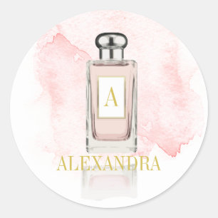 Monogram Perfume Bottle  Elegant Classic Round Sticker