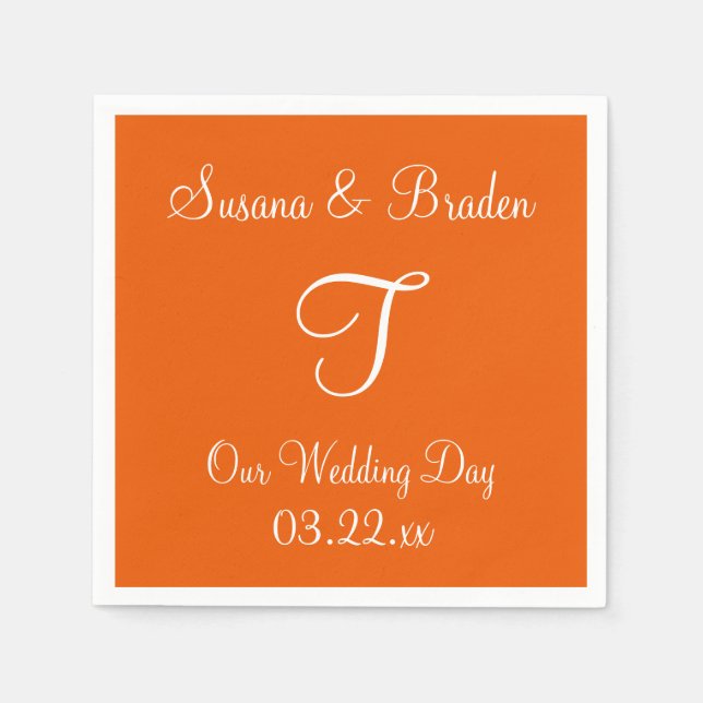 Monogram Persimmon Simple Colour Matching Paper Na Napkin (Front)