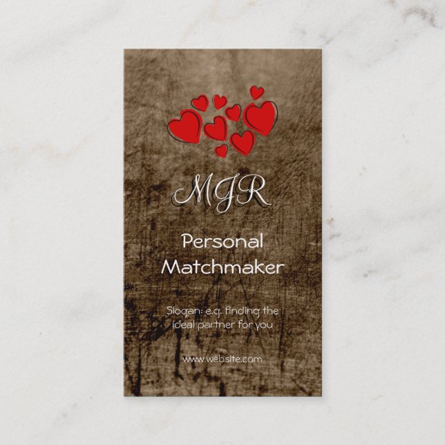 Monogram, Personal Matchmaker, leather-effect Business Card (Front)