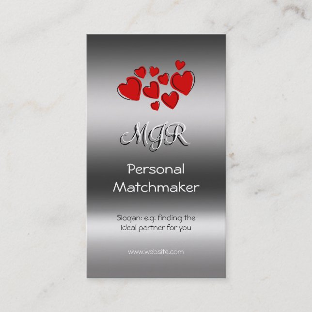 Monogram, Personal Matchmaker, metallic-effect Business Card (Front)