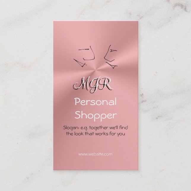 Monogram, Personal Shopper, Talking Heads, Pink Business Card (Front)