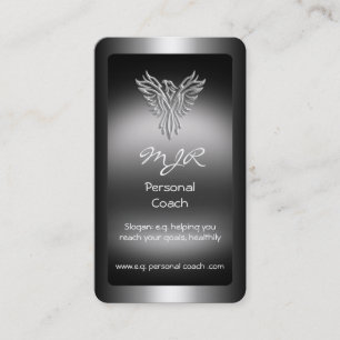 Monogram, Personal Trainer, silver-look Phoenix Business Card