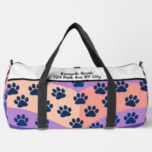 Monogram Personalise Wavy Paw Print Pet Travel Duffle Bag