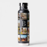 Monogram Personalised 19 Photo Collage Water Bottle<br><div class="desc">Create your own insulated tumbler featuring 19 of your favourite pictures in a minimalist photo collage grid design. Add your own custom monogram initial in modern typography for a personalised touch.</div>