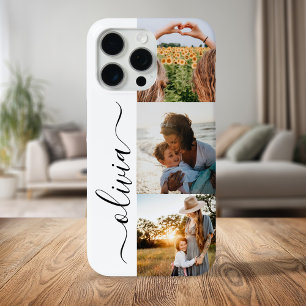 Monogram Personalised 3 Photo Collage iPhone 15 Pro Max Case
