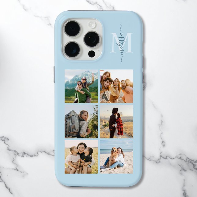 Monogram Personalised 6 Photo Collage Case-Mate iPhone Case (Creator Uploaded)