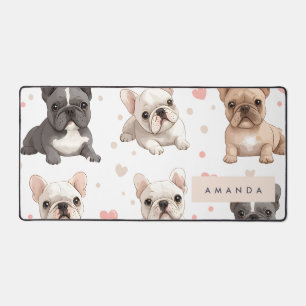 Monogram Personalised Adorable French Bulldog  Desk Mat