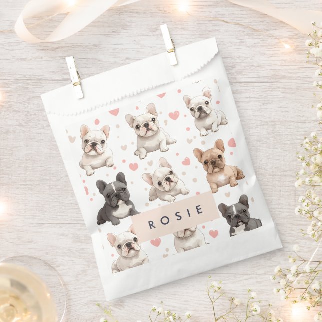 Monogram Personalised Adorable French Bulldog  Favour Bag (Clipped)