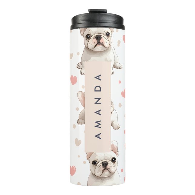 Monogram Personalised Adorable French Bulldog  Thermal Tumbler (Front)