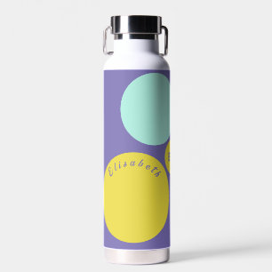 Monogram Personalised Aqua Yellow-Green Purple Water Bottle