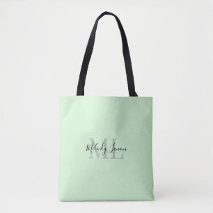 Monogram   Personalised Black and Mint Design    Tote Bag