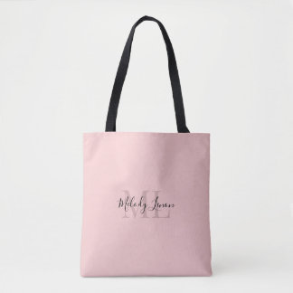 Monogram | Personalised Black and Pink Design |  Tote Bag