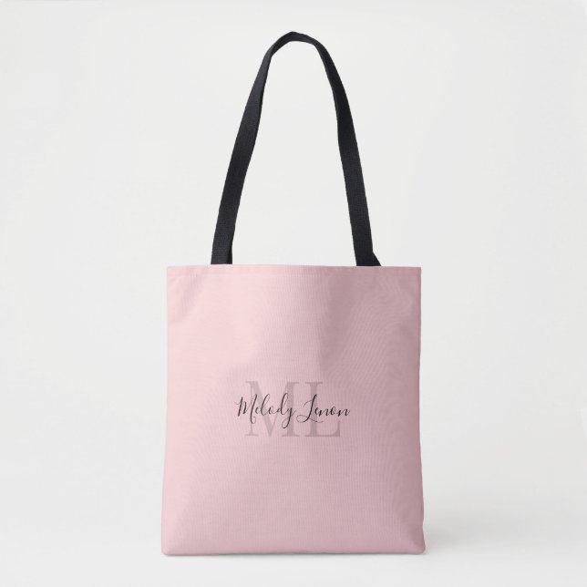 Monogram | Personalised Black and Pink Design |  Tote Bag (Front)