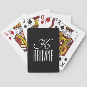 Monogram Personalised Black and White Design Playing Cards