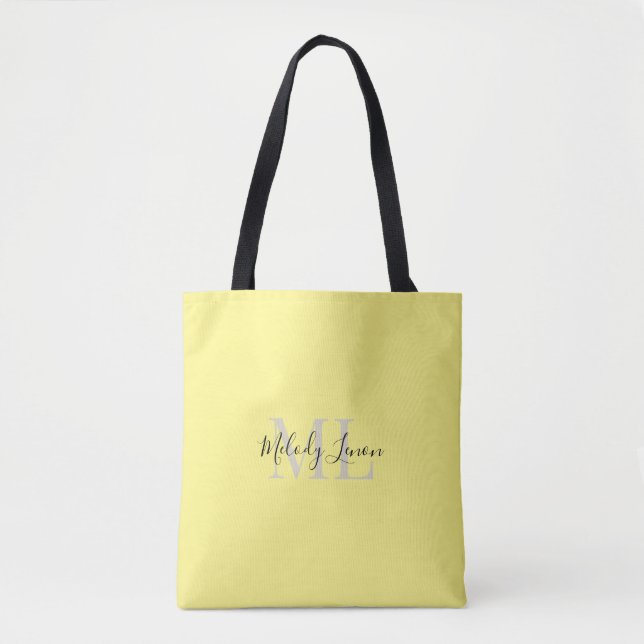 Monogram | Personalised Black and Yellow Design |  Tote Bag (Front)