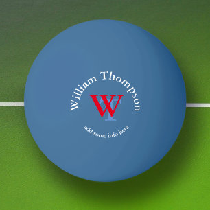monogram - personalised blue ping pong ball