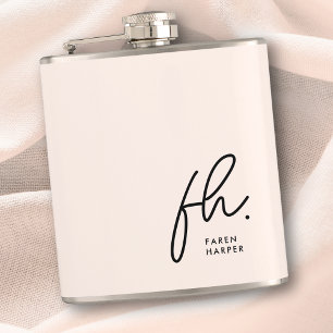Monogram Personalised Blush Pink Chic Bachelorette Hip Flask