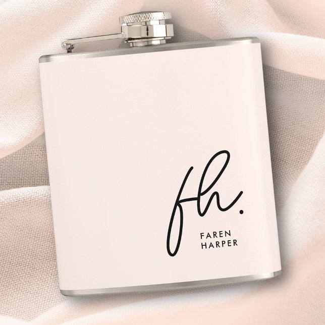 Monogram Personalised Blush Pink Chic Bachelorette Hip Flask (Creator Uploaded)