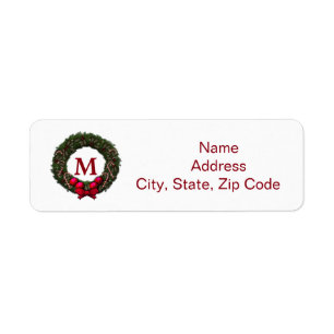 Monogram Personalised Christmas Return Address Label