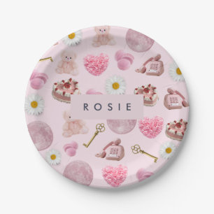 Monogram Personalised Coquette Vintage Seashell Paper Plate