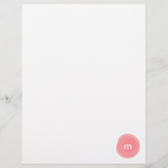 Monogram Personalised Coral and Pink Modern Custom Letterhead (Front)