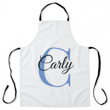 Monogram Personalised Custom Apron - Periwinkle