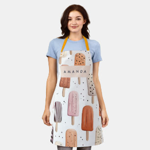 Monogram Personalised Cute Popsicle Pattern  Apron