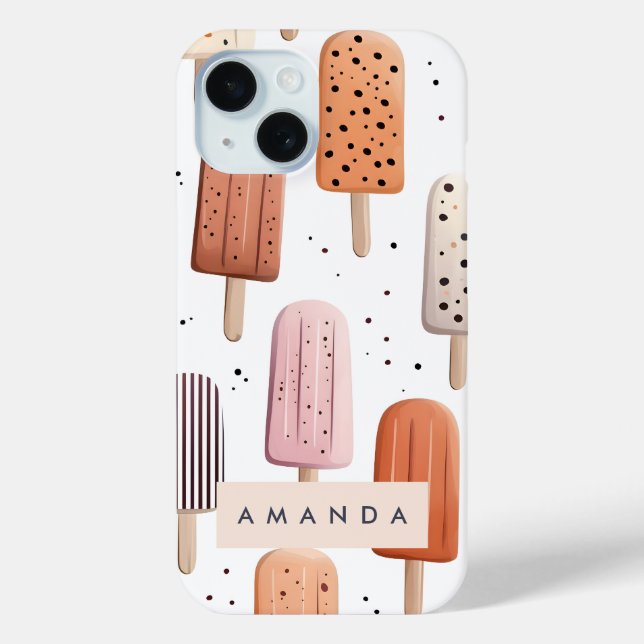 Monogram Personalised Cute Popsicle Pattern  Case-Mate iPhone Case (Back)