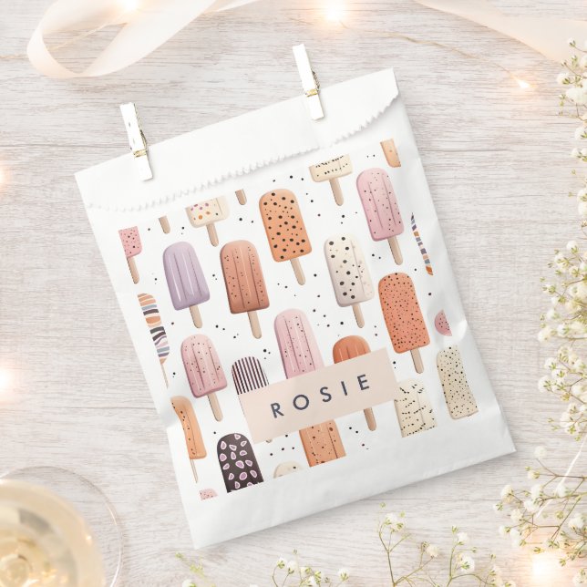 Monogram Personalised Cute Popsicle Pattern  Favour Bag (Clipped)