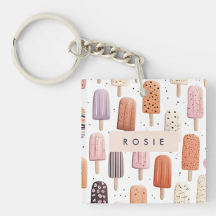 Monogram Personalised Cute Popsicle Pattern Key Ring