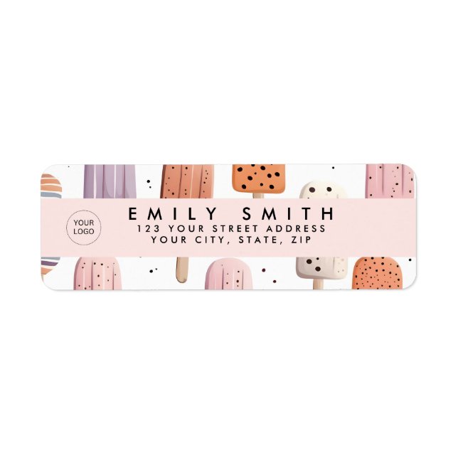 Monogram Personalised Cute Popsicle Pattern Return Address Label (Front)