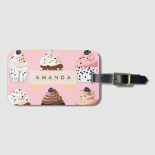 Monogram Personalised Cute Sweet Cupcake Luggage Tag