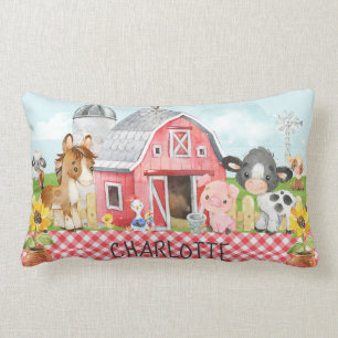 Monogram Personalised Farm Barnyard Animals Lumbar Cushion