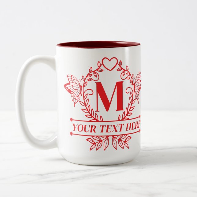 Monogram Personalised Gift for Her Two-Tone Coffee Mug (Left)