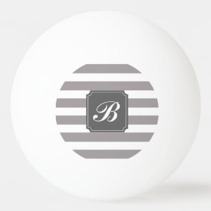 Monogram Personalised Grey Stripe Ping Pong Ball