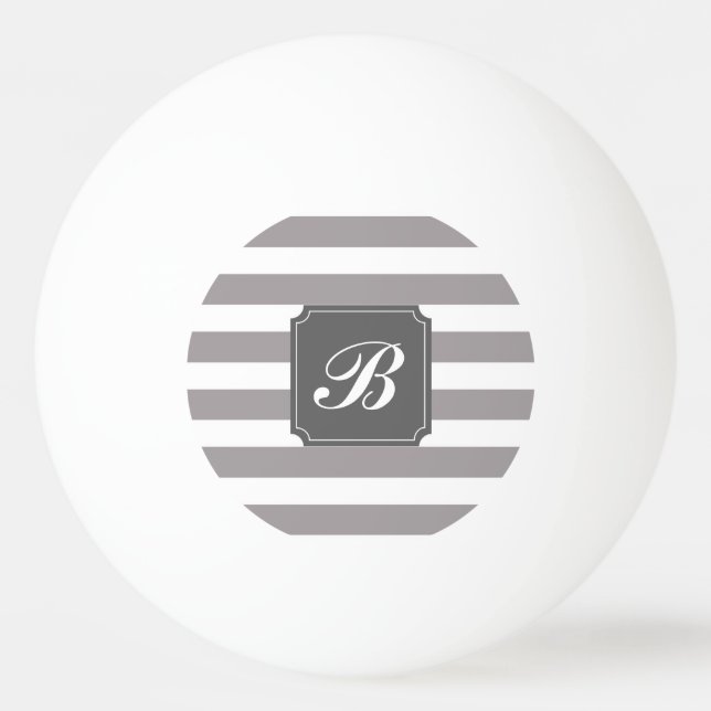 Monogram Personalised Grey Stripe Ping Pong Ball (Front)