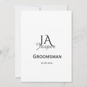 Monogram personalised groomsman best man name date invitation