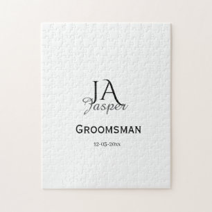 Monogram personalised groomsman best man name date jigsaw puzzle
