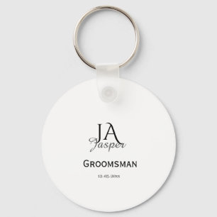 Monogram personalised groomsman best man name date key ring