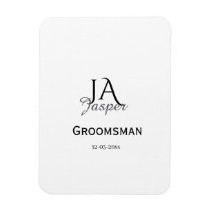 Monogram personalised groomsman best man name date magnet