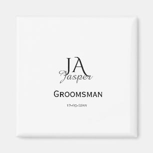 Monogram personalised groomsman best man name date magnet