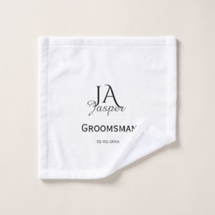 Monogram personalised groomsman best man name date wash cloth