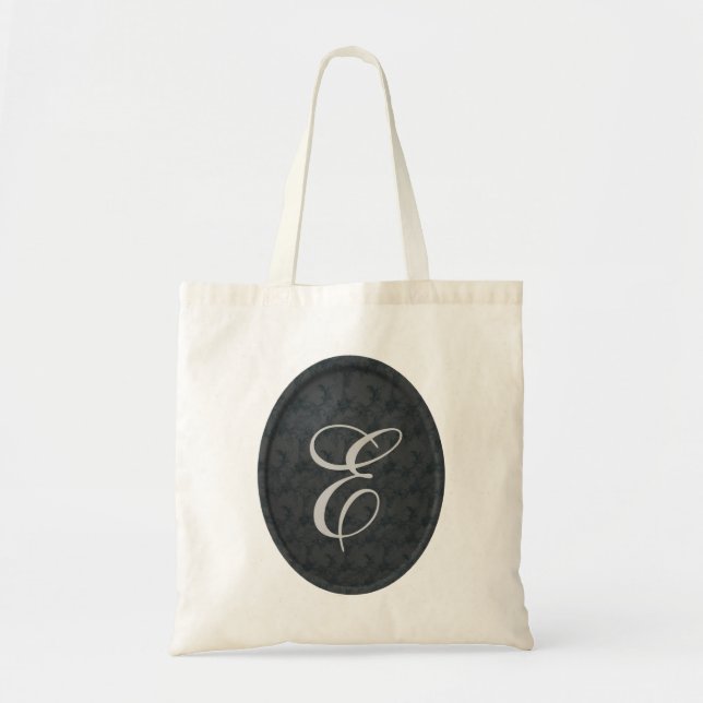 Monogram Personalised Initial Elegant Black  Tote Bag (Front)